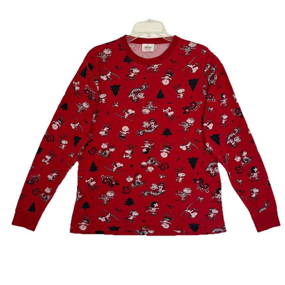 Hanna Andersson Peanuts Snoopy Holiday Pajama Top Adult Medium Unisex Small Flaw